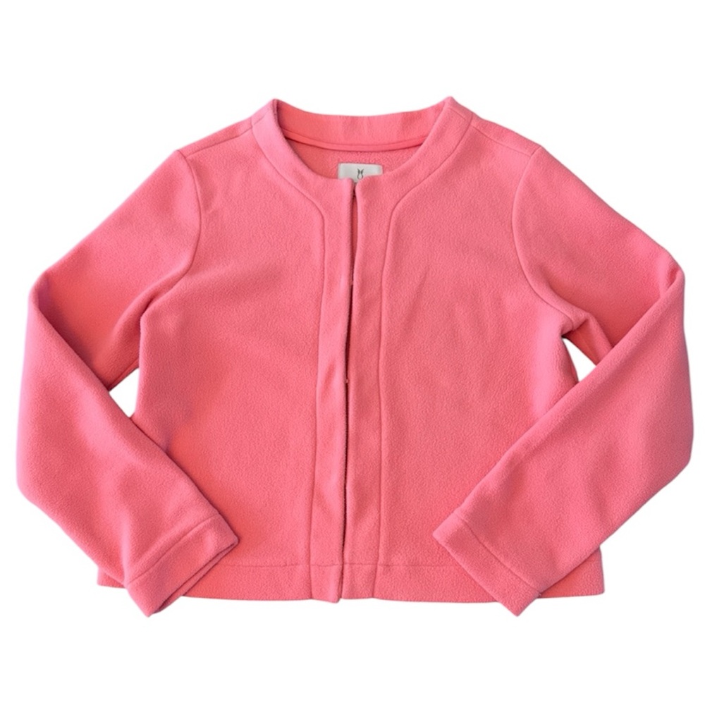 Dudley Stephens Pink Cropped Crewneck Cardigan Sweater